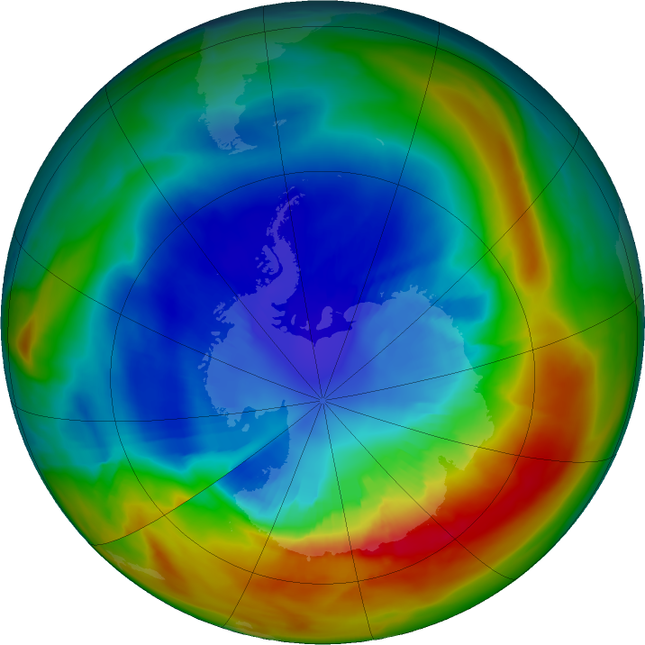 Antarctic ozone map for 06 September 2019